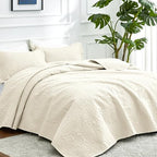 Love's cabin King Size Quilt Bedding Set Beige Bedspreads - Bed Summer Lightweight Bedspread Comforter - Coin Pattern Bedding Coverlet for All Season - 3 Pieces (1 Quilt, 2 Pillow Shams) - Image 2