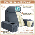 Reading Pillow/Backrest Pillow with Arms, Cup Holder & Phone Pocket - Image 3