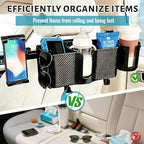 Car Back Seat Organizer with 2 Cup Holders & Tablet Holder, Adjustable Headrest Storage Box with Hook, Fits 5-13 Inch Tablets & Phones, Car Back Seat Organizer for SUV Truck Travel Accessories - Image 6