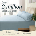 LuxClub 5 PC Split King Size Sheet Set Bed Sheets, Breathable Luxury Sheets, Deep Pockets 18" Wrinkle Free Cooling Sheets Machine Washable Hotel Bedding (Split King, Striped Light Blue) - Image 6