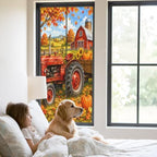 Window Privacy Film Frosted, Orange Fall Pumpkins Static Cling Door Window Covering, Thanksgiving Farmhouse Maple Leaves UV Blocking Windows Film for Office, Hotel, Bedroom, 29.5 x 78.7 Inches - Image 2