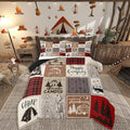 Erosebridal Short Full Comforter for Rv Camper Happy Camping Bunk Comforter Set Rv Camper Accessories Bedding for Travel Trailers, Patchwork Buffalo Plaid Pine Tree Arrow Quilt Set Red Brown by Erosebridal