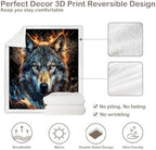 Wolf Sherpa Blanket Fire Animal Print Throw Blanket for Men Soft Warm Cozy 60x80 Inches Energy Design Bedroom Gamer Room Decor Motivational Gift for Birthday Housewarming Anniversary - Image 7