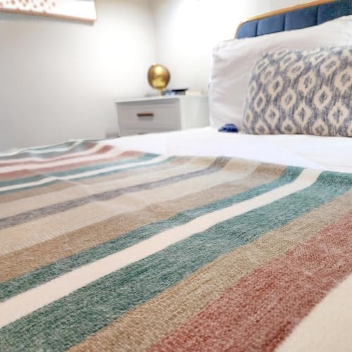 Alpaca Wool Throw Blanket | Warm, Ultra-Soft, 85" x 65" | Breathable, Non-Itchy Blanket-Throw | Hypoallergenic and Beautiful Fabric (Tropical Green) - Image 4