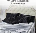 Bedsure Satin Pillowcases King Set of 4, Similar to Silk Pillowcases, Black - Image 5