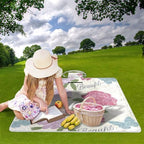 MNSRUU Picnic Blanket Waterproof Foldable, Pink Flower Wild Flower Tropical Plant Large Outdoor Picnic Blanket Beach Blankets Camping Blanket Travel Mat, Shoulder Strap Tote, Rectangle 57x59in - Image 2