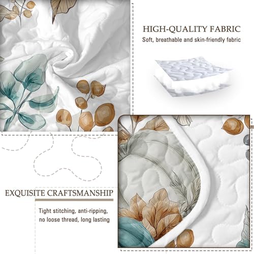 BlessLiving Quilts Queen Size Blue Orange Pumpkins Halloween Fall Bedding - Image 4