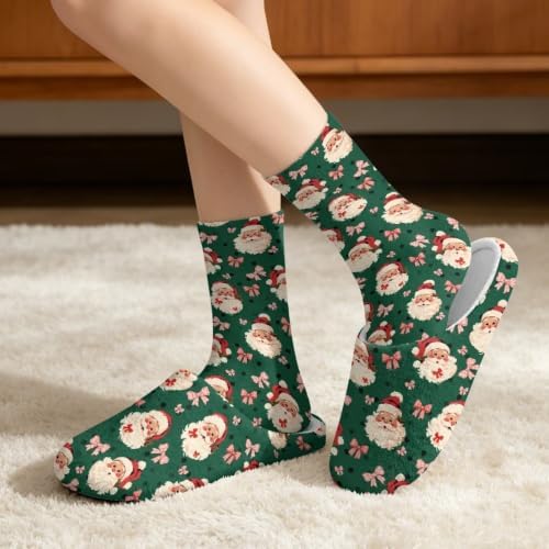 Jeiento Winter Fuzzy Slipper and Crew Socks for Women,Adult Slip-on Close Toe House Slipper,Flat Comfort home Slides - Image 2
