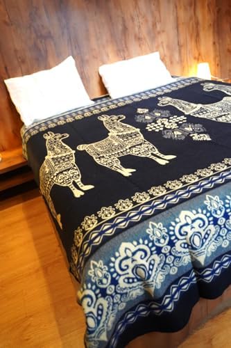 Alpaca Blanket Throw 78x47 in | Ultra Soft, Non-Itchy & Breathable | Premium Alpaca Wool Blanket | Warm, Hypoallergenic Natural Fiber | Handmade Luxury Throw for Sofa, Bed or Travel. Blue Lama - Image 6