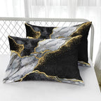 Nttopship Black Gold Gray Marble Comforter Set Queen Size Black Gold Gray Bedding Set Soft Microfiber Minimalist Wind Marble Comforter Sets 3 Pieces with 2 Pillowcases - Image 4