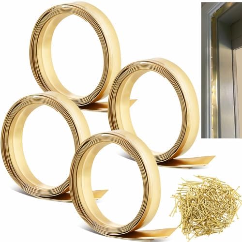 Zonon 1-3/8" W x 35.43' L Spring Bronze Weather Stripping Metal Brass Weather Strip Copper Weatherstripping for Exterior Old Door or Window Seal with Mounting Nails(Flat) by Zonon