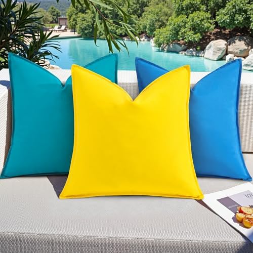 decorUhome Outdoor Waterproof Faux Linen Throw Pillow Covers 24x24 Set of 2 - Image 5