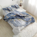 Nttopship Marble Comforter Set Grayish blueMarble Bedding Set Queen Size ，Soft Microfiber Minimalist Wind Marble 1 Comforter with 2 Pillowcases - Image 3