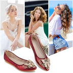 KUNWFNIX Women Ballet Flats Rhinestone Wedding Ballerina Shoes Foldable Sparkly Comfort Slip on Flat Shoes - Image 6