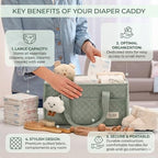PeraBella Baby Diaper Caddy Organizer, Baby Basket Shower Gift, Portable Changing Table Basket, Postpartum Caddy & Tote Bag Pouch, Newborn Boy & Girl Nursery Essentials Registry, Car Diaper Organizer - Image 3