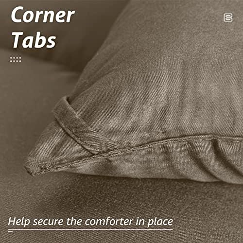 HYLEORY All Season King Size Bed Comforter - Cooling Down Alternative Quilted Duvet Insert with Corner Tabs - Winter Warm - Machine Washable - Taupe - Image 4