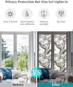 Window Privacy Film Frosted, Vintage Botanical Reusable Static Cling Window Tints, Antique Foliage Tree Rustic Heat Control Windows Films for Offices, Balcony, 29.5 x 118 Inches - Image 6