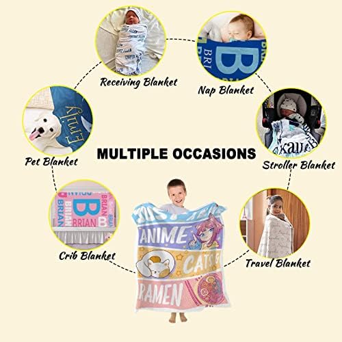 Anime Throw Blanket, Anime Gifts for Girls, Kawaii Cats Ramen Decor - Image 5