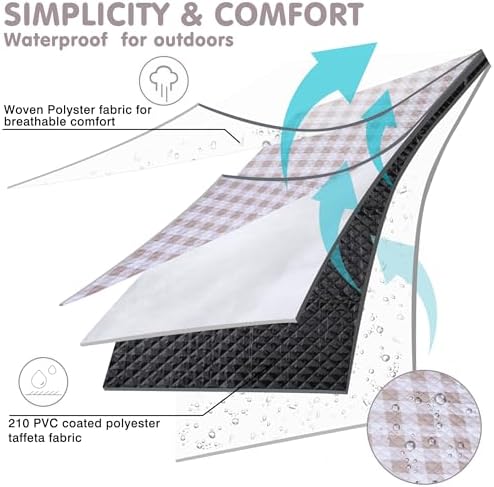 HX&OD Outdoor Picnic Blanket, Extra Large, 80''x80'' Waterproof Foldable Blankets Gingham Picnic Mat for Beach, Camping Grass Lawn Park Accessories Cute Couple Ideas Wedding (Light Brown, 80”x80”) - Image 5