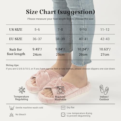 Chantomoo Slippers for Women Memory Foam House Bedroom Corduroy Bow Crossbands Slipper Shoes Comfy Trendy Gift Slippers - Image 5
