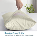 100% Pima Cotton Pillowcases – 800 Series, Ultra Soft & Cooling, King/Cal-King 20"x40", Set of 2 – Beige, Hotel Luxury Quality, Envelope Closure, Skin & Hair Friendly - Image 3