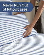 King Standard Pillow Cases - 6 Pack Pillowcases, 20" x 36" - Blue Stripes - Image 5