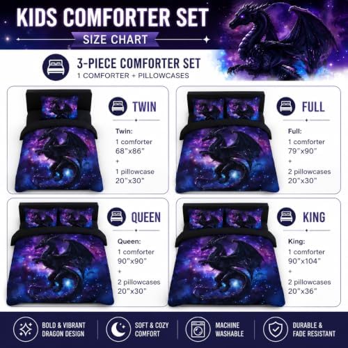 CCoutueChen Kids Full Size Bedding Set - Dragon Space Comforter Set - Image 2