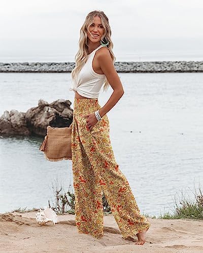 Angerella Womens Elastic High Waisted Palazzo Pants Casual Wide Leg Long Lounge Pant Trousers with Pocket - Image 3
