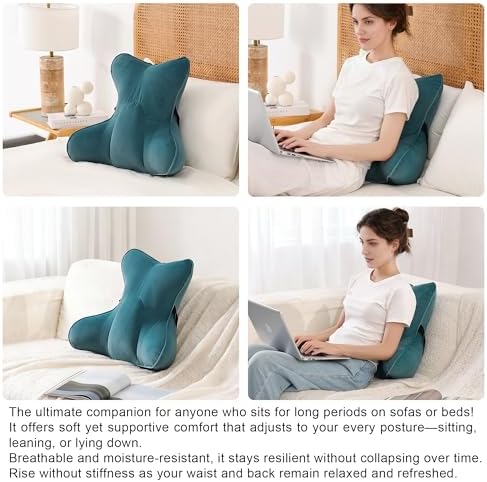 Lumbar Support Pillow (Pat. Pend) for Car Seat, Office Chair, Couch & Recliner, Ergonomic Back Support for Chair, Lower Back Pain Relief, with Adjustable Strap to Stay in Place, Slate Blue - Image 5