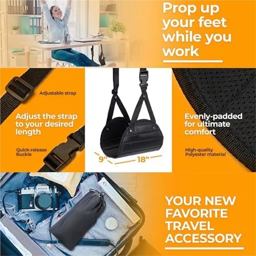 Foot Hammock for Plane Travel 8PCS Travel Hammock - Adjustable, Airplane Footrest, Outdoor/Office - Image 3