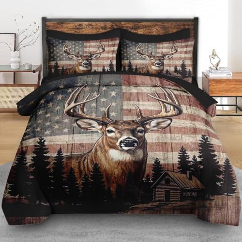 Pamnest Full Comforter Set with Sheets, 7 Pieces Hunting Vintage Bedding - Image 3