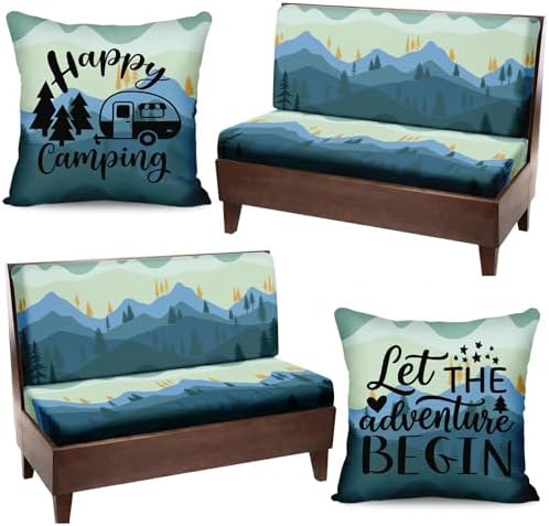 Britimes RV Dinette Cushion Covers Set, 6 Pack, for Camper, Mountain Forest by Britimes