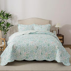 HoneiLife Botanical Quilt King Size - Spring/Summer Quilts 3-Piece, Microfiber Bedspreads Wildflower Coverlets Floral Quilt Sets Lightweight Bed Cover, Queen Quilt Bedding Sets All Season Use - Image 3