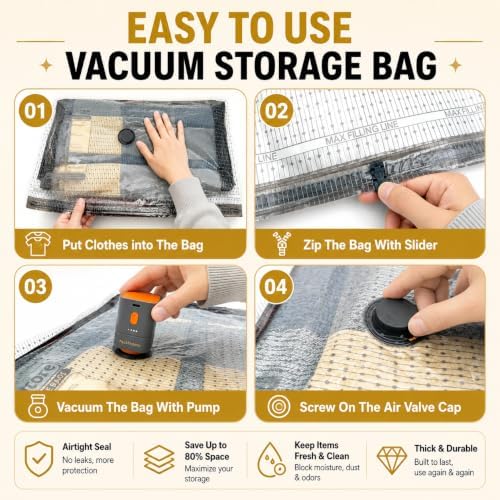 20 Pack Vacuum Storage Bags with Pump - Space Saver Bags - Image 6