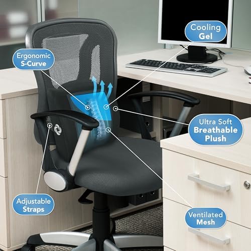 Samsonite Cooling Memory Foam Lumbar Support Pillow for Office Chair, Gaming Chair & Car Seat Automotive Ergonomic Back Cushion, Home Office Essentials, Sitting Comfort and Posture Relief Back Support - Image 6