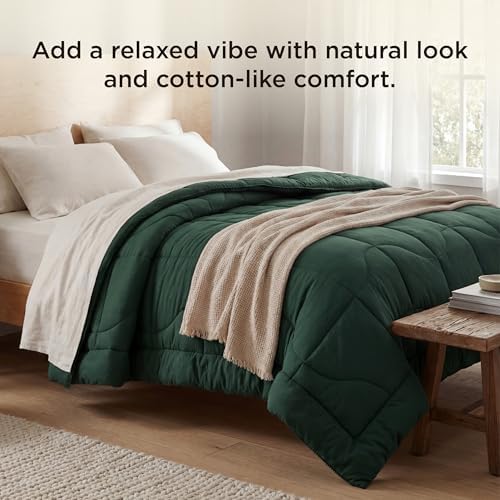 Bedsure Cal King Comforter - California King Comforter for All Season, Ultra-Soft Quilted Down Alternative Duvet Insert, Blanket for Bed, with 4 Tabs, Machine Washabl, Dark Green, 96x102 in - Image 6