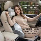 Car Neck Pillow and Lumbar Support Set, Cute Animal Soft Plush Ergonomic Back Cushion for Driving, Travel Seat Headrest Pillow(Set of 2) (Rabbit) - Image 3