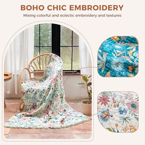 LUTBM Boho Throw Blanket for Couch 50"x60", Cotton Decorative Bed Throw - Image 3