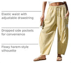 TARSE Womens Linen Wide Leg Striped Pants Casual Barrel Palazzo Harem Pants - Image 4