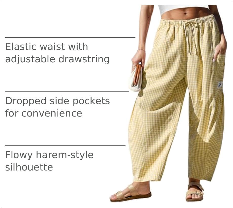 TARSE Womens Linen Wide Leg Striped Pants Casual Barrel Palazzo Harem Pants - Image 4