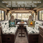 Tiamon RV Dinette Cushion Covers Set - 6 Pcs Camping Theme Cushion Slipcovers for Camper Car Bench Seat Replacement, 2 Pillowcase, 2 Backrest, 2 Bench Cover(Fabric,Green Camp) - Image 7