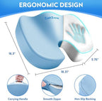CushZone Memory Foam Seat Cushion for Office Chair & Car, Light Blue - Image 2
