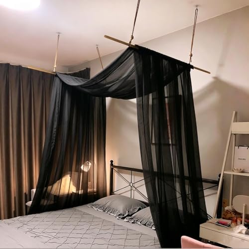 Comtelek Bed Canopy for Girls,King Canopy Bed Curtains with Beds Frame Queen & Full Bed 59 * 255in Black Tulle Gothic Canopy Scarf,Sheer Bed Drapes,Twin Canopy Decor for Baby Crib,Kid Adult Beds - Image 3