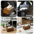 JEYODA Hanging Tissue Holder for Car Headrest – Wood Grain Leather Car Tissue Box Cover, Fits 120 Regular Size Tissue, Paper Dispenser Storage Box for Car Home Office Use (BLACK) - Image 7