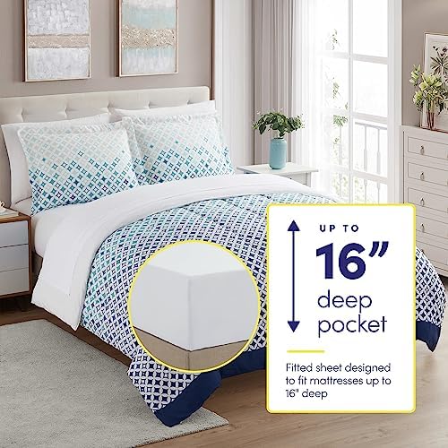 Sweet Home Collection 7 Piece Comforter Set Bag Solid Color All Season Soft Down Alternative Blanket & Luxurious Microfiber Bed Sheets, Genova, King - Image 2