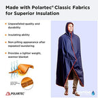 Mambe Extra Large Extreme Weather Hooded Blanket Navy and Charcoal - 100% Waterproof and Windproof with Premium Stuff Sack - for Stadiums and Watching Sports Activities - Machine Washable Fleece - Image 4