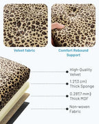 Bsketa Storage Ottoman, 17" Folding Velvet Foot Rest,Leopard Print 2 Pack - Image 4