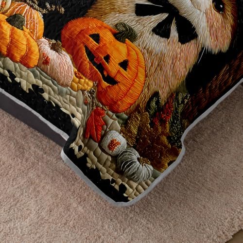 HOSIMA Kids Cat Quilt Queen Size,Halloween Bedspread with 2 Pillowcases. - Image 4