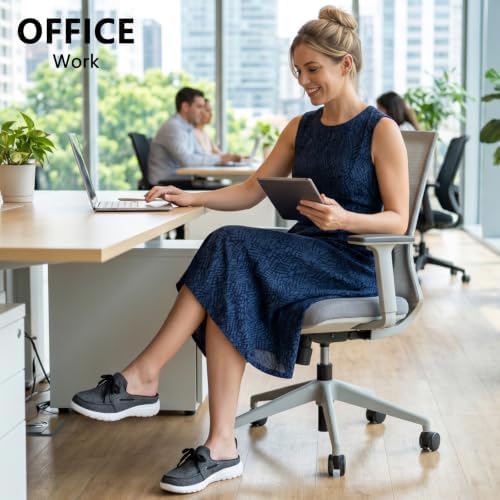 Buyrew Mules for Women with Arch Support - Lightweight Washed Cotton Sneaker Mules - Breathable Walking Flats, Comfortable Slip On Shoes for Business Casual, Office, Travel - Image 3