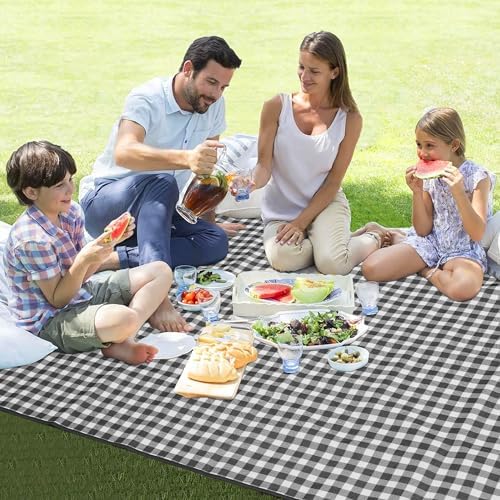 HX&OD Picnic Blanket Outdoor Extra Large Picnic Mat 80"X60" Camping Blanket Beach Blanket Foldable Waterproof Sand Mat Hiking Travel Family Concerts(Blue) (Pack of 2) - Image 5